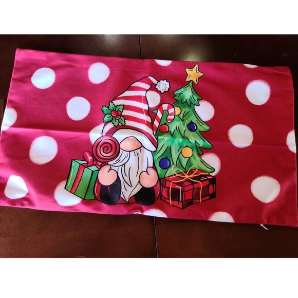 Christmas Throw Pillow Cover Soft Red Holiday Decorative Accent Case Gnome Decor - Picture 4 of 8